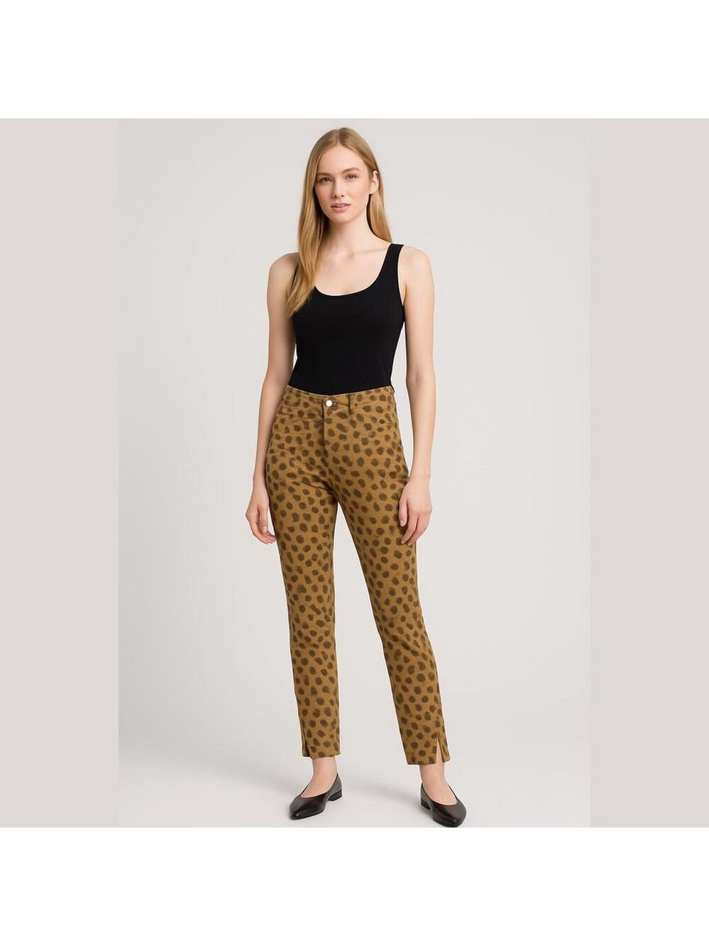 Weworewhat stiletto slit leopard jeans size 32